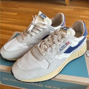 Men's White and Blue Sneakers